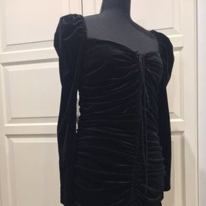 NWT Zara Black Velvet Ruched Party Dress Size Medium